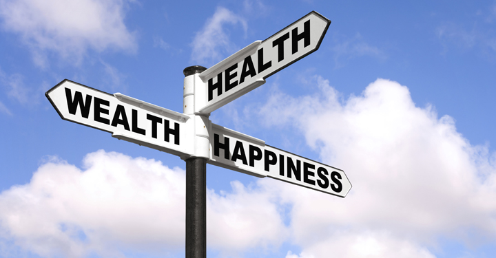 Health Wealth Happiness signpost